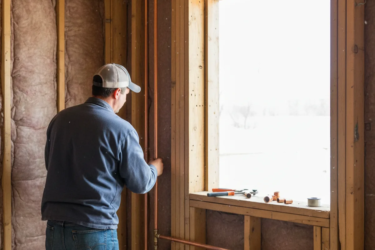 Licensed plumber running new copper supply lines in a Panguitch home